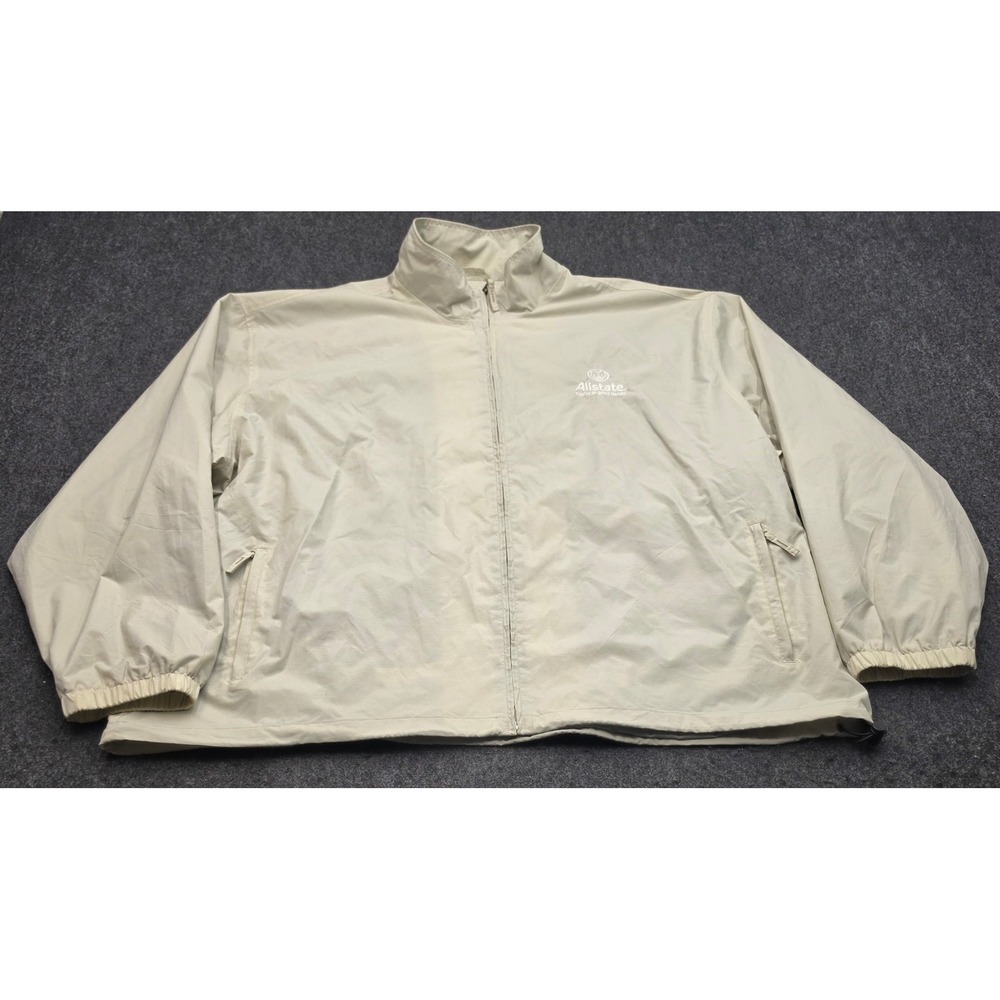 Page & Tuttle Windbreaker Jacket Mens 3X Tan Allstate Embroidered Full Zip Nylon